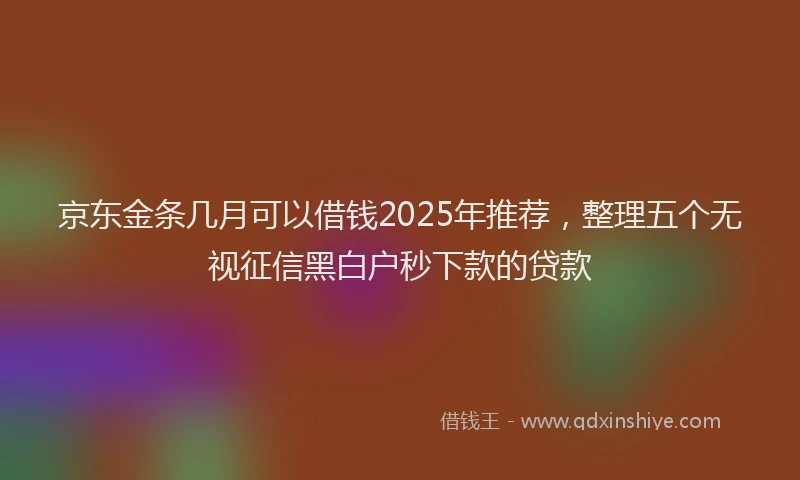 京东金条几月可以借钱2025年推荐，整理五个无视征信黑白户秒下款的贷款