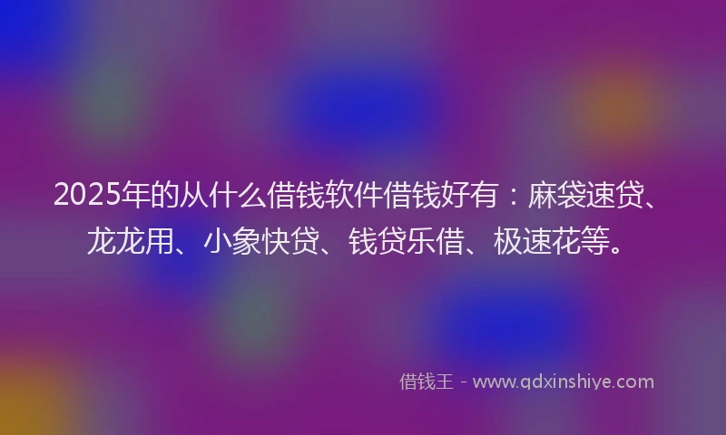 2025年的从什么借钱软件借钱好有：麻袋速贷、龙龙用、小象快贷、钱贷乐借、极速花等。
