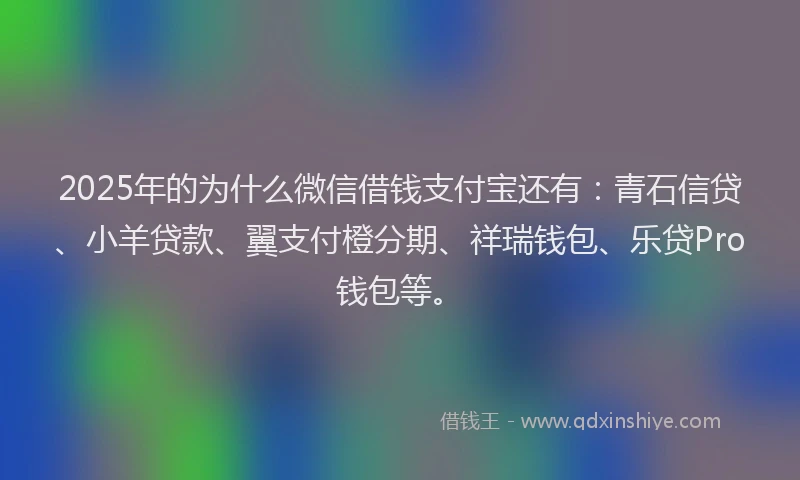 2025年的为什么微信借钱支付宝还有：青石信贷、小羊贷款、翼支付橙分期、祥瑞钱包、乐贷Pro钱包等。