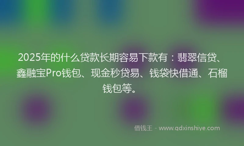 2025年的什么贷款长期容易下款有：翡翠信贷、鑫融宝Pro钱包、现金秒贷易、钱袋快借通、石榴钱包等。