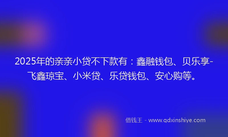 2025年的亲亲小贷不下款有：鑫融钱包、贝乐享-飞鑫琼宝、小米贷、乐贷钱包、安心购等。