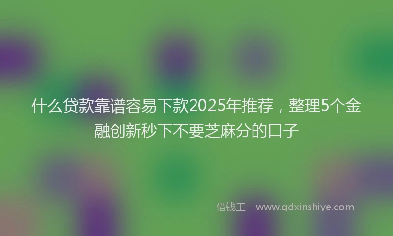 什么贷款靠谱容易下款2025年推荐，整理5个金融创新秒下不要芝麻分的口子