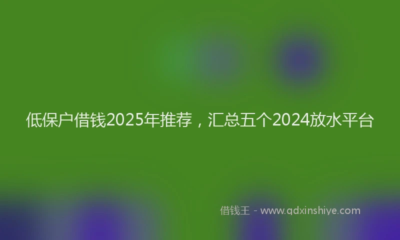 低保户借钱2025年推荐，汇总五个2024放水平台