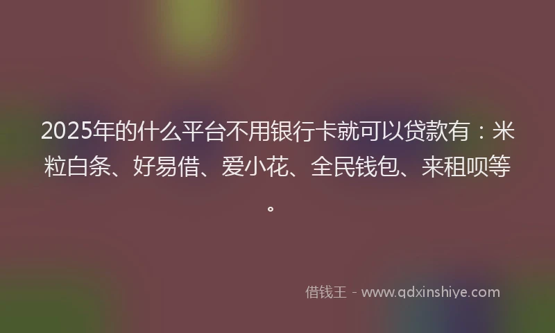 2025年的什么平台不用银行卡就可以贷款有：米粒白条、好易借、爱小花、全民钱包、来租呗等。