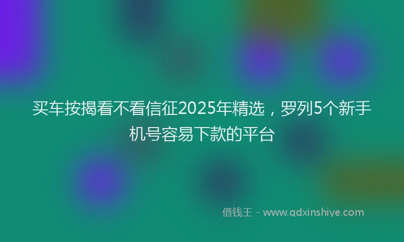 买车按揭看不看信征2025年精选，罗列5个新手机号容易下款的平台