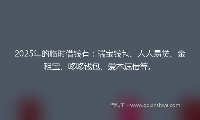 2025年的临时借钱有：瑞宝钱包、人人易贷、金租宝、哆哆钱包、爱木速借等。