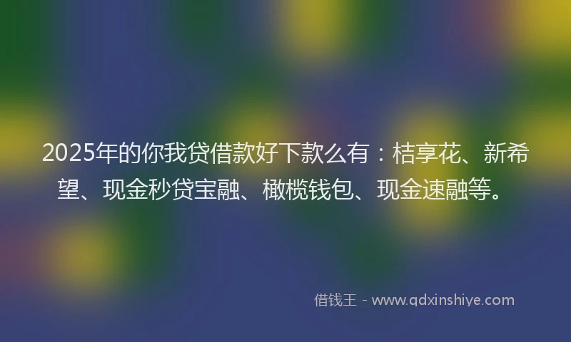 2025年的你我贷借款好下款么有：桔享花、新希望、现金秒贷宝融、橄榄钱包、现金速融等。