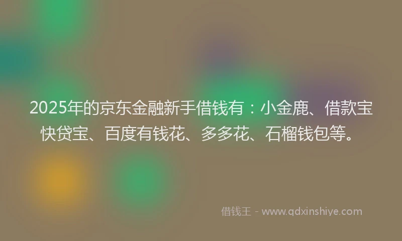 2025年的京东金融新手借钱有:小金鹿、借款宝快贷宝、百度有钱花、多多花、石榴钱包等。