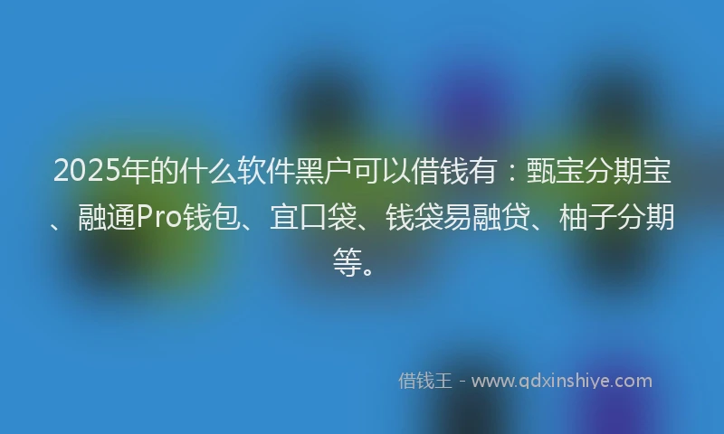 2025年的什么软件黑户可以借钱有：甄宝分期宝、融通Pro钱包、宜口袋、钱袋易融贷、柚子分期等。