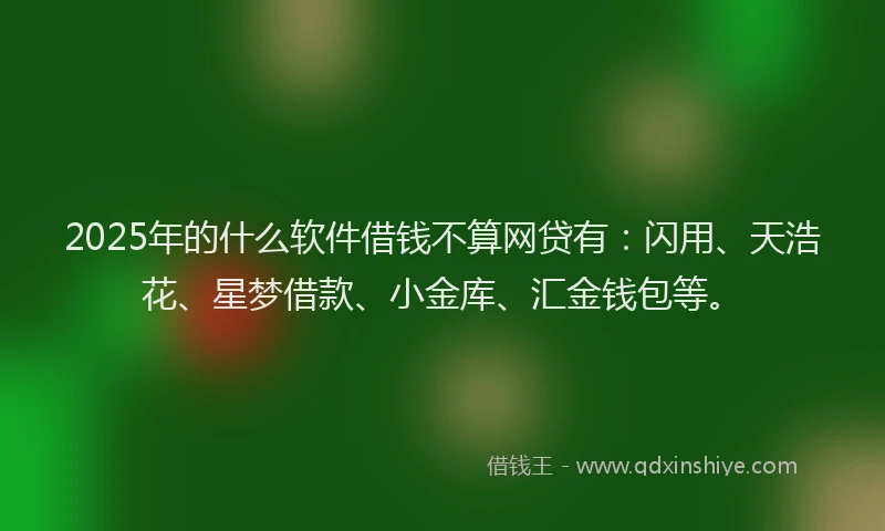 2025年的什么软件借钱不算网贷有：闪用、天浩花、星梦借款、小金库、汇金钱包等。