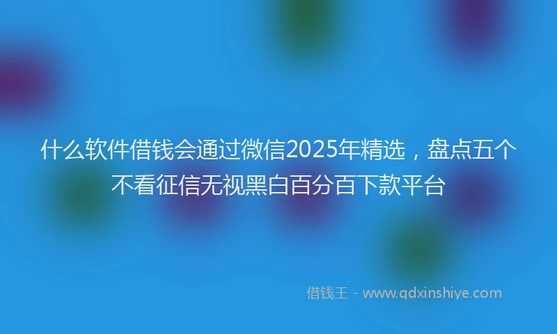 什么软件借钱会通过微信2025年精选，盘点五个不看征信无视黑白百分百下款平台