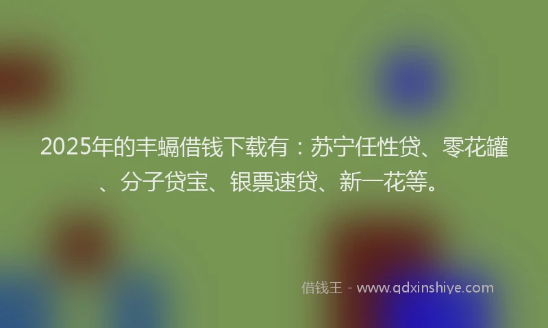 2025年的丰螎借钱下载有：苏宁任性贷、零花罐、分子贷宝、银票速贷、新一花等。