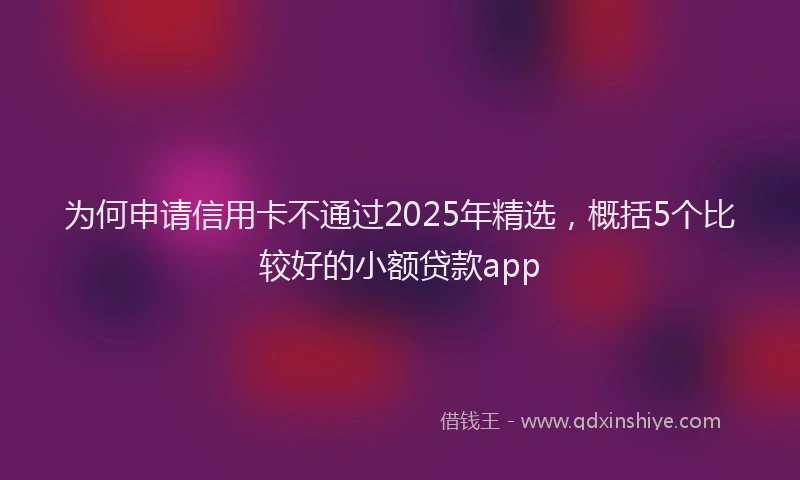 为何申请信用卡不通过2025年精选,概括5个比较好的小额贷款app