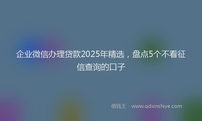 企业微信办理贷款2025年精选，盘点5个不看征信查询的口子