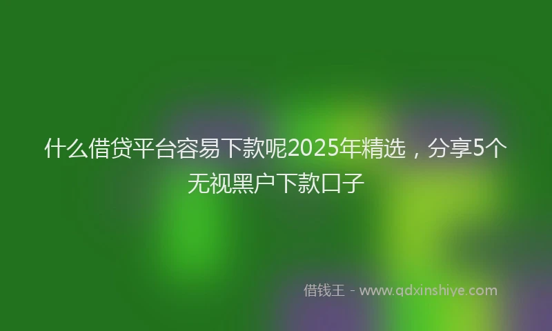 什么借贷平台容易下款呢2025年精选，分享5个无视黑户下款口子