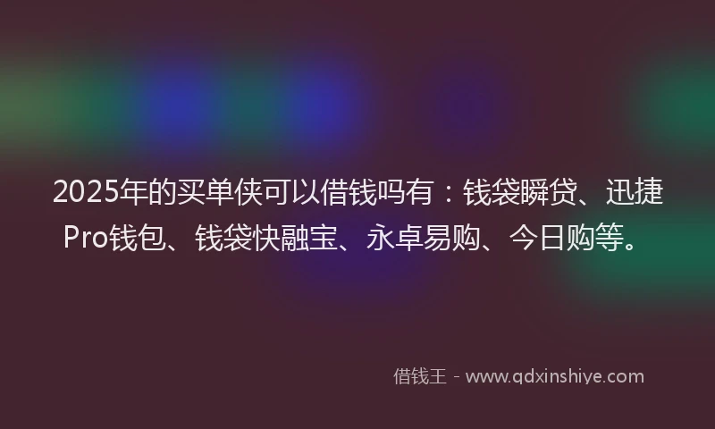 2025年的买单侠可以借钱吗有：钱袋瞬贷、迅捷Pro钱包、钱袋快融宝、永卓易购、今日购等。