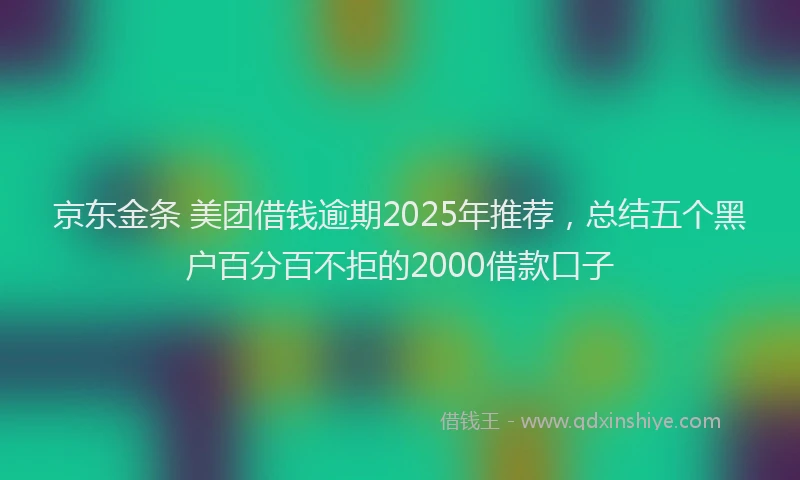 京东金条 美团借钱逾期2025年推荐,总结五个黑户百分百不拒的2000借款口子