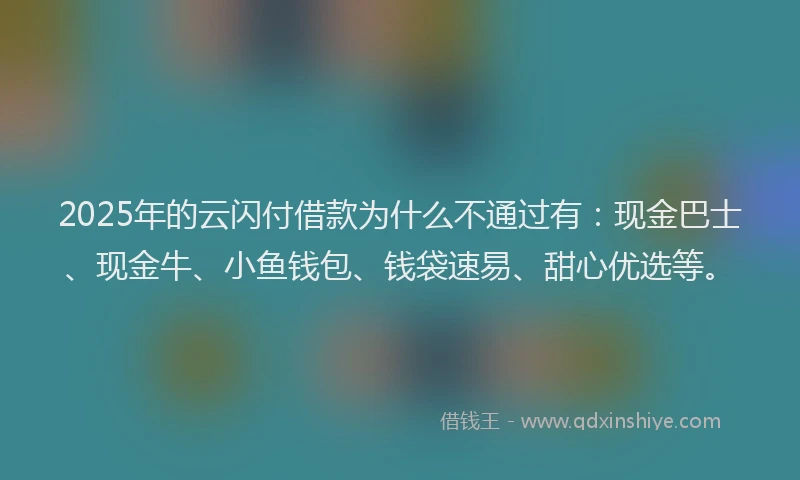 2025年的云闪付借款为什么不通过有：现金巴士、现金牛、小鱼钱包、钱袋速易、甜心优选等。