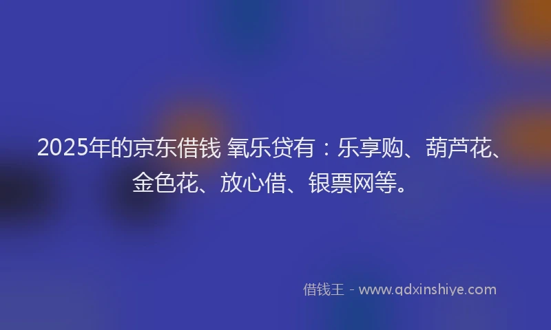 2025年的京东借钱 氧乐贷有：乐享购、葫芦花、金色花、放心借、银票网等。