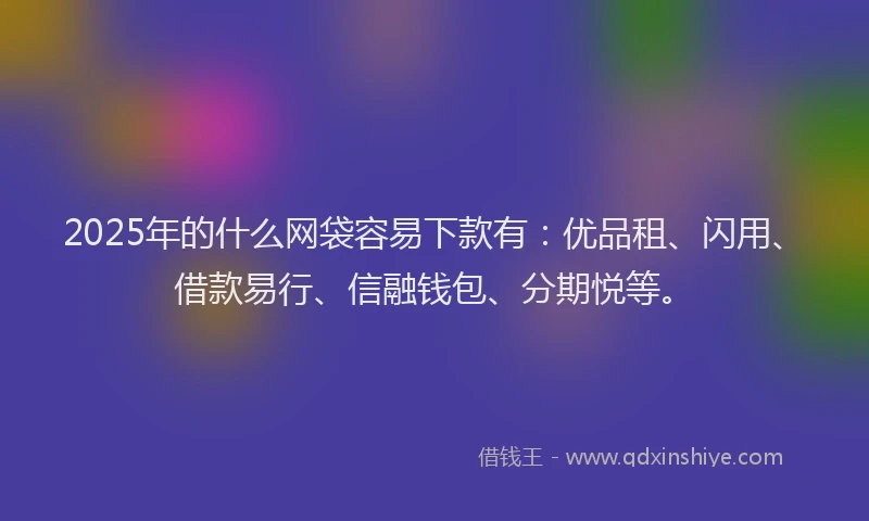 2025年的什么网袋容易下款有：优品租、闪用、借款易行、信融钱包、分期悦等。