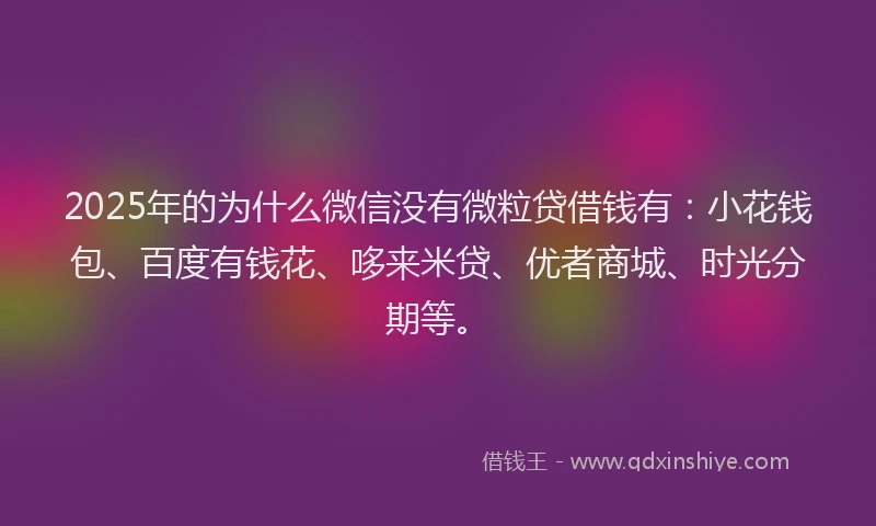 2025年的为什么微信没有微粒贷借钱有：小花钱包、百度有钱花、哆来米贷、优者商城、时光分期等。