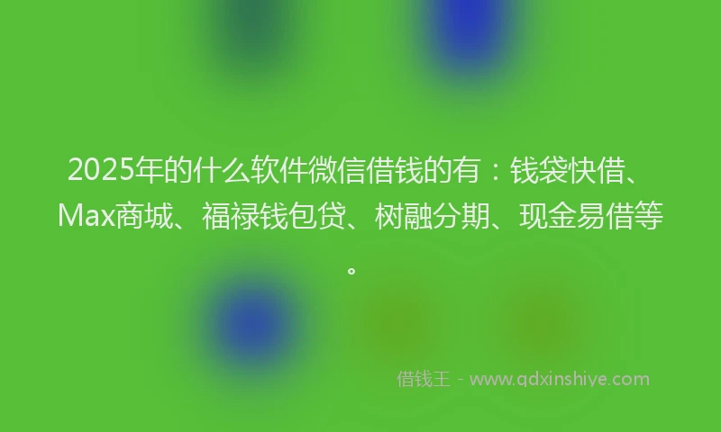 2025年的什么软件微信借钱的有：钱袋快借、Max商城、福禄钱包贷、树融分期、现金易借等。
