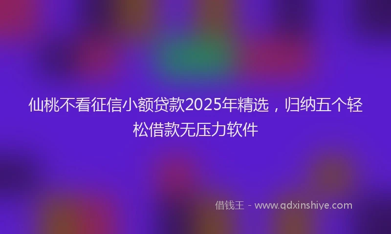 仙桃不看征信小额贷款2025年精选，归纳五个轻松借款无压力软件