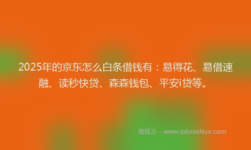 2025年的京东怎么白条借钱有：易得花、易借速融、读秒快贷、森森钱包、平安i贷等。