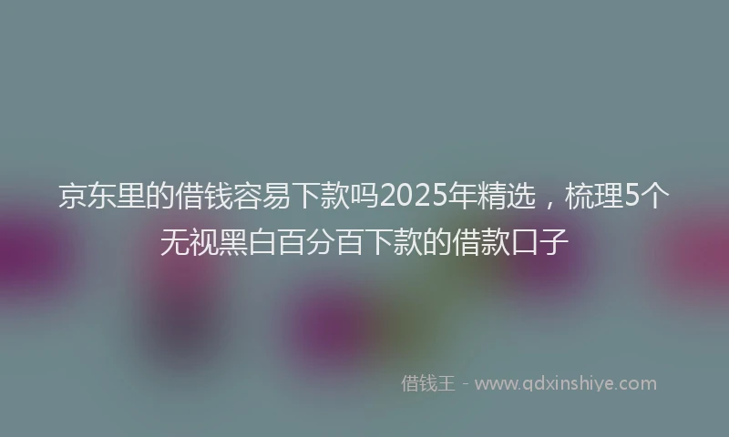 京东里的借钱容易下款吗2025年精选，梳理5个无视黑白百分百下款的借款口子