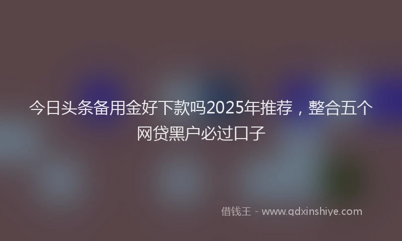 今日头条备用金好下款吗2025年推荐，整合五个网贷黑户必过口子