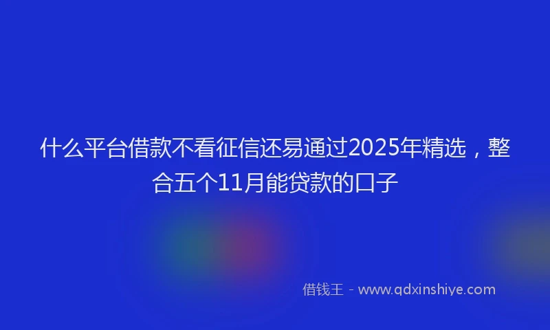 什么平台借款不看征信还易通过2025年精选，整合五个11月能贷款的口子
