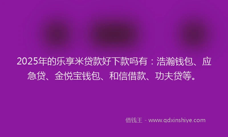 2025年的乐享米贷款好下款吗有：浩瀚钱包、应急贷、金悦宝钱包、和信借款、功夫贷等。