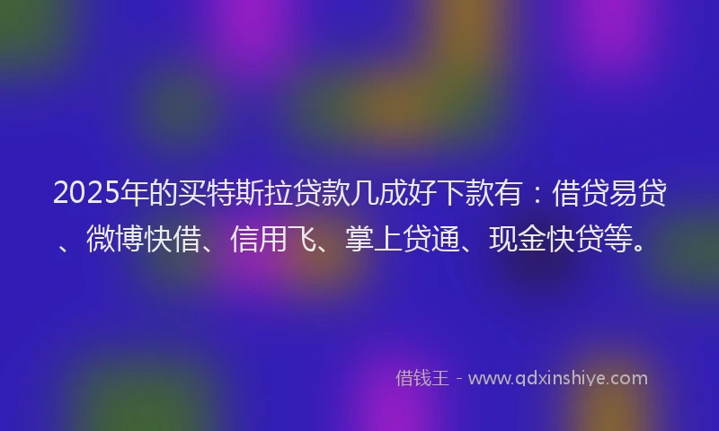 2025年的买特斯拉贷款几成好下款有：借贷易贷、微博快借、信用飞、掌上贷通、现金快贷等。