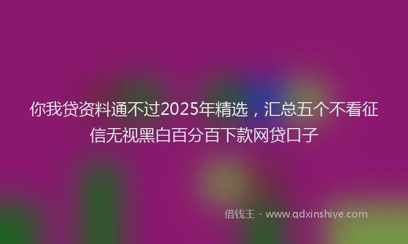 你我贷资料通不过2025年精选，汇总五个不看征信无视黑白百分百下款网贷口子