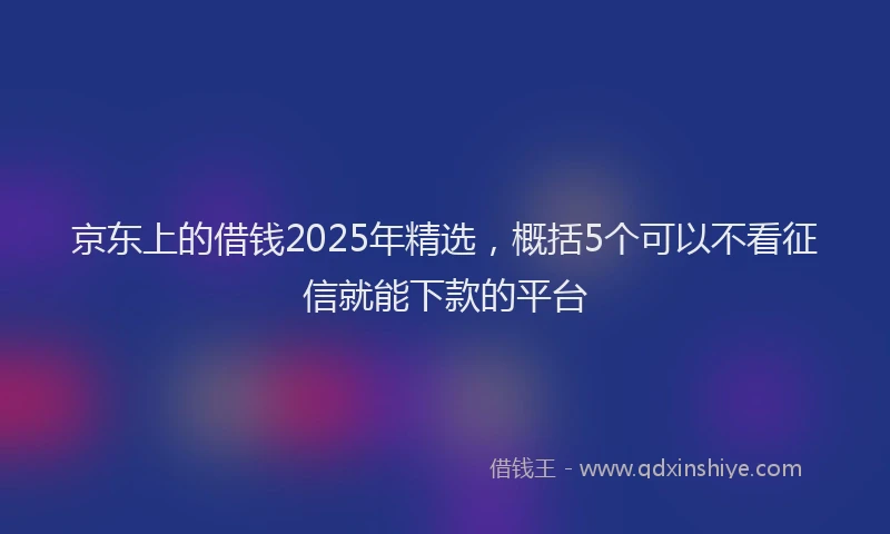 京东上的借钱2025年精选，概括5个可以不看征信就能下款的平台
