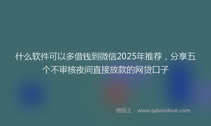 什么软件可以多借钱到微信2025年推荐，分享五个不审核夜间直接放款的网贷口子
