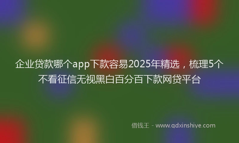 企业贷款哪个app下款容易2025年精选，梳理5个不看征信无视黑白百分百下款网贷平台