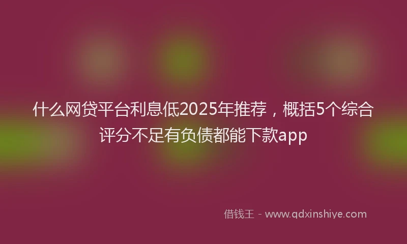 什么网贷平台利息低2025年推荐,概括5个综合评分不足有负债都能下款app