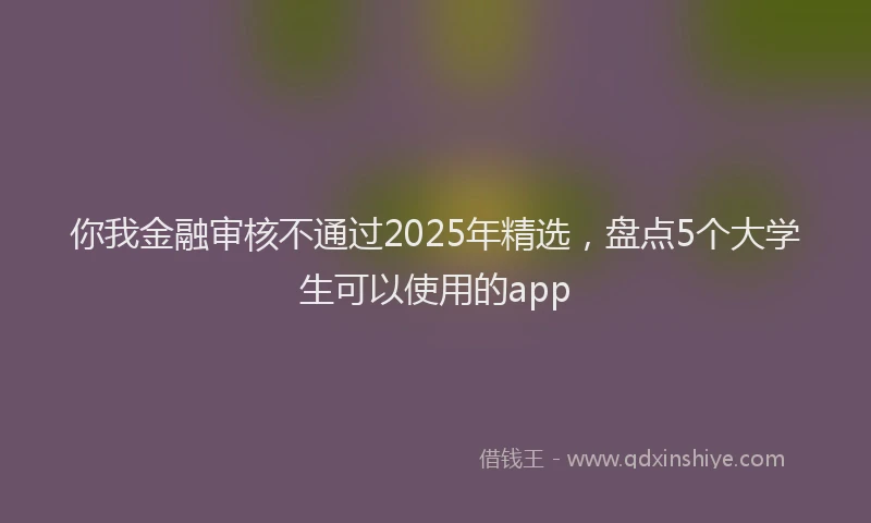 你我金融审核不通过2025年精选，盘点5个大学生可以使用的app
