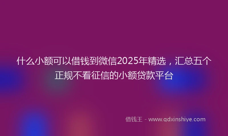 什么小额可以借钱到微信2025年精选,汇总五个正规不看征信的小额贷款平台