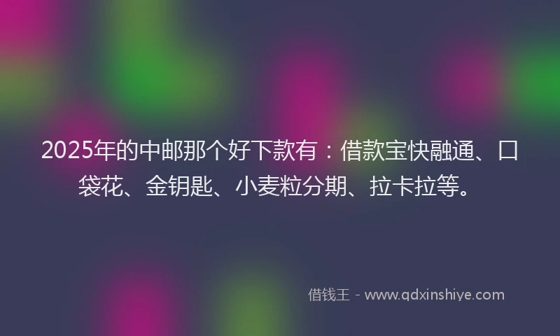 2025年的中邮那个好下款有：借款宝快融通、口袋花、金钥匙、小麦粒分期、拉卡拉等。