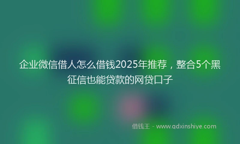 企业微信借人怎么借钱2025年推荐，整合5个黑征信也能贷款的网贷口子