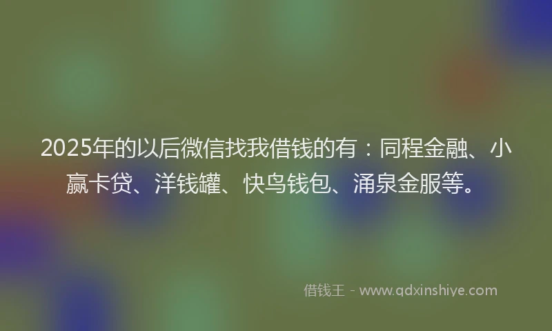 2025年的以后微信找我借钱的有：同程金融、小赢卡贷、洋钱罐、快鸟钱包、涌泉金服等。