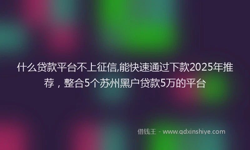 什么贷款平台不上征信,能快速通过下款2025年推荐，整合5个苏州黑户贷款5万的平台