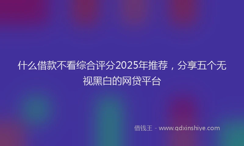 什么借款不看综合评分2025年推荐，分享五个无视黑白的网贷平台