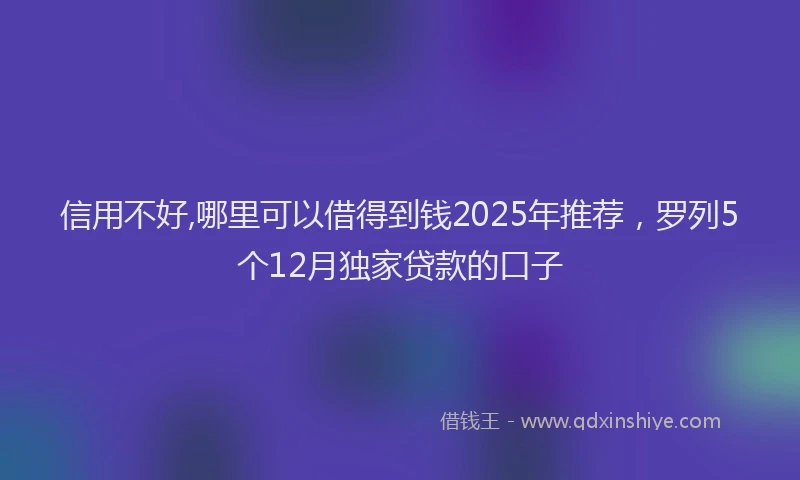 信用不好,哪里可以借得到钱2025年推荐，罗列5个12月独家贷款的口子