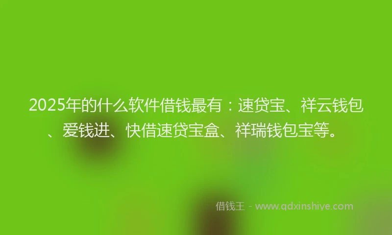 2025年的什么软件借钱最有：速贷宝、祥云钱包、爱钱进、快借速贷宝盒、祥瑞钱包宝等。