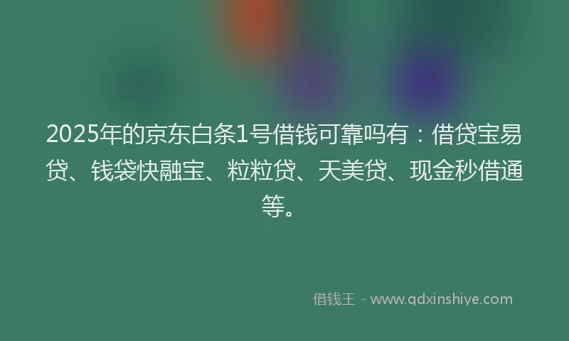 2025年的京东白条1号借钱可靠吗有：借贷宝易贷、钱袋快融宝、粒粒贷、天美贷、现金秒借通等。
