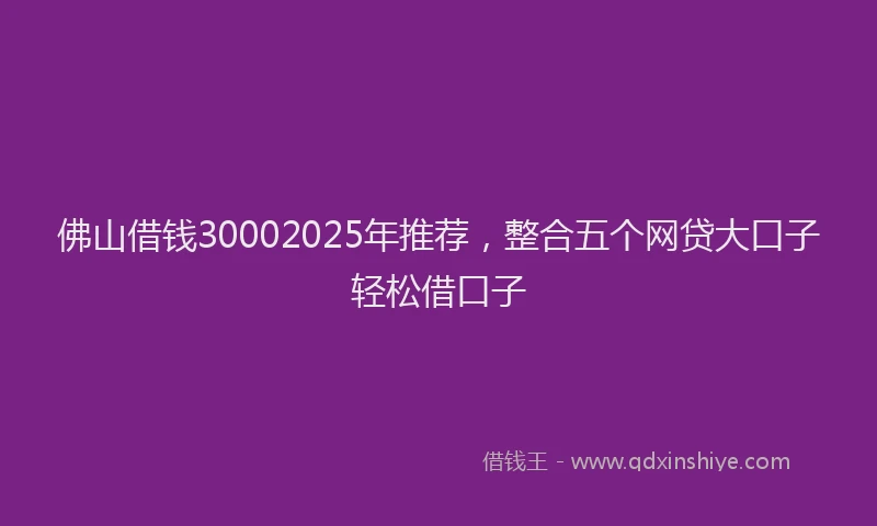 佛山借钱30002025年推荐，整合五个网贷大口子轻松借口子