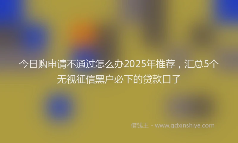 今日购申请不通过怎么办2025年推荐，汇总5个无视征信黑户必下的贷款口子